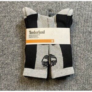 Timberland Men's Performance Cushioned Crew Socks 6 Pack Large 9-12 Black Grey